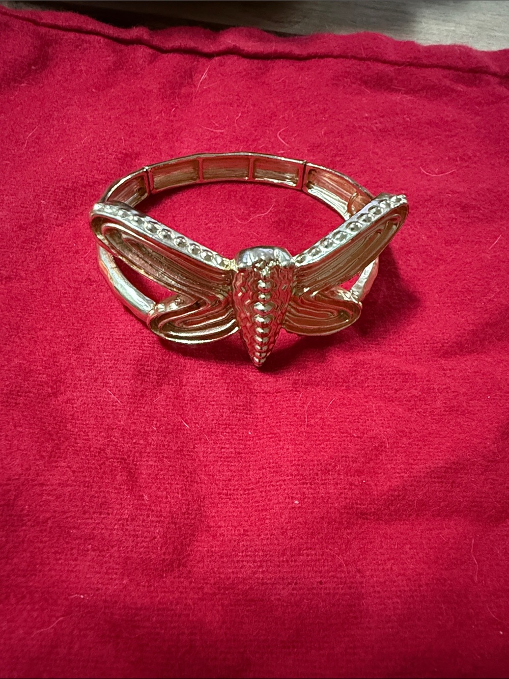 Gold Tone Butterfly Statement Stretch Bracelet
